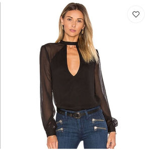 Tularosa Evie Blouse Long Sleeve Tieback Size S Black